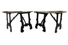 Pair Of Italian 18th Century Demi Lune Console Tables