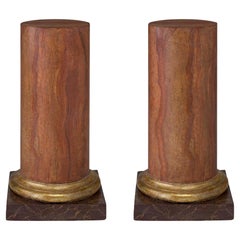 Pair of Italian 18th Century Faux Marble and Mecca Columns