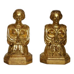 Pair of Italian 18th Century Giltwood Classical Busts