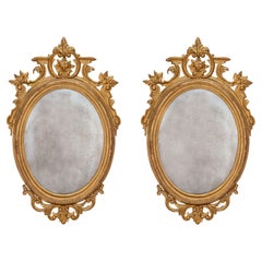 Pair of Italian 18th Century Giltwood Mirrors from Northern, Italy