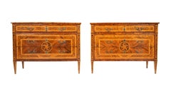 Pair of Italian 18th Century Giuseppe Maggiolini Style Inlaid Commodes