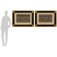 Pair of Italian 18th century Grand Tour Period patinated wood and Giltwood print