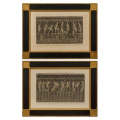 Pair of Italian 18th century Grand Tour Period patinated wood and Giltwood print