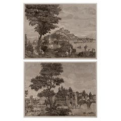 pair of Italian 18th century Grisaille wallpaper panels
