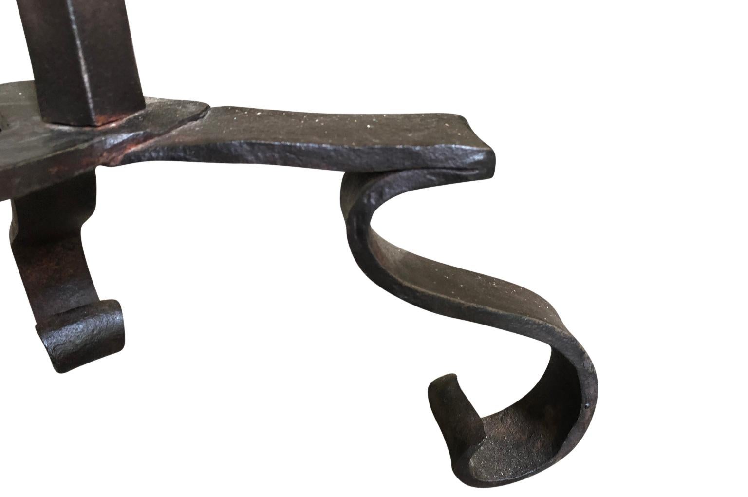 Bronze Pair of Italian 18th Century Iron Torcheres