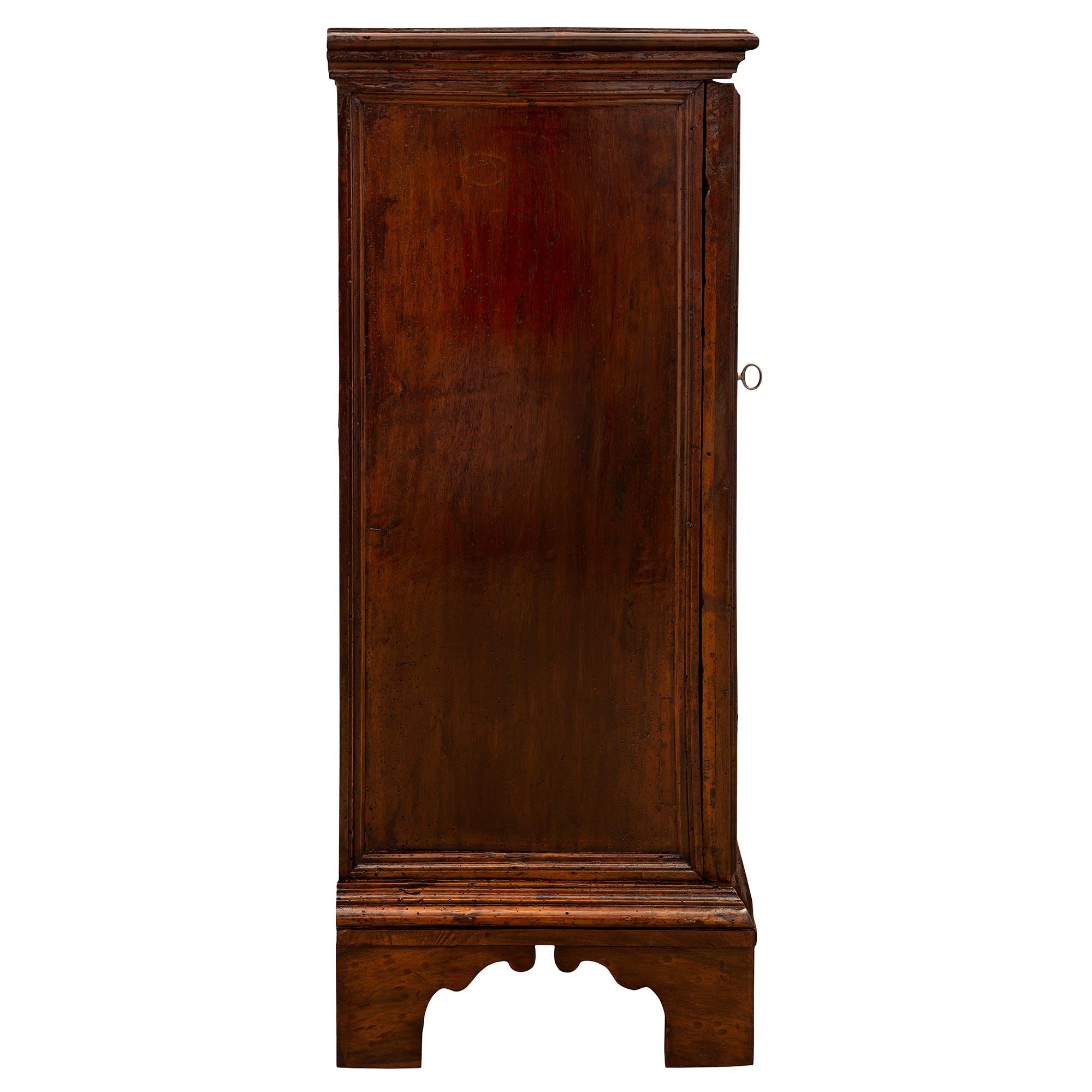 Bronze Pair of Italian 18th Century Louis XIV St. Walnut Chests/Side Tables For Sale