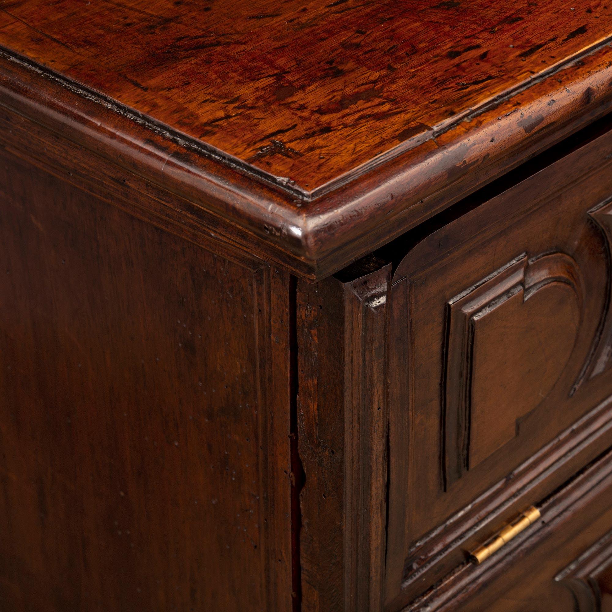 Pair of Italian 18th Century Louis XIV St. Walnut Chests/Side Tables For Sale 1