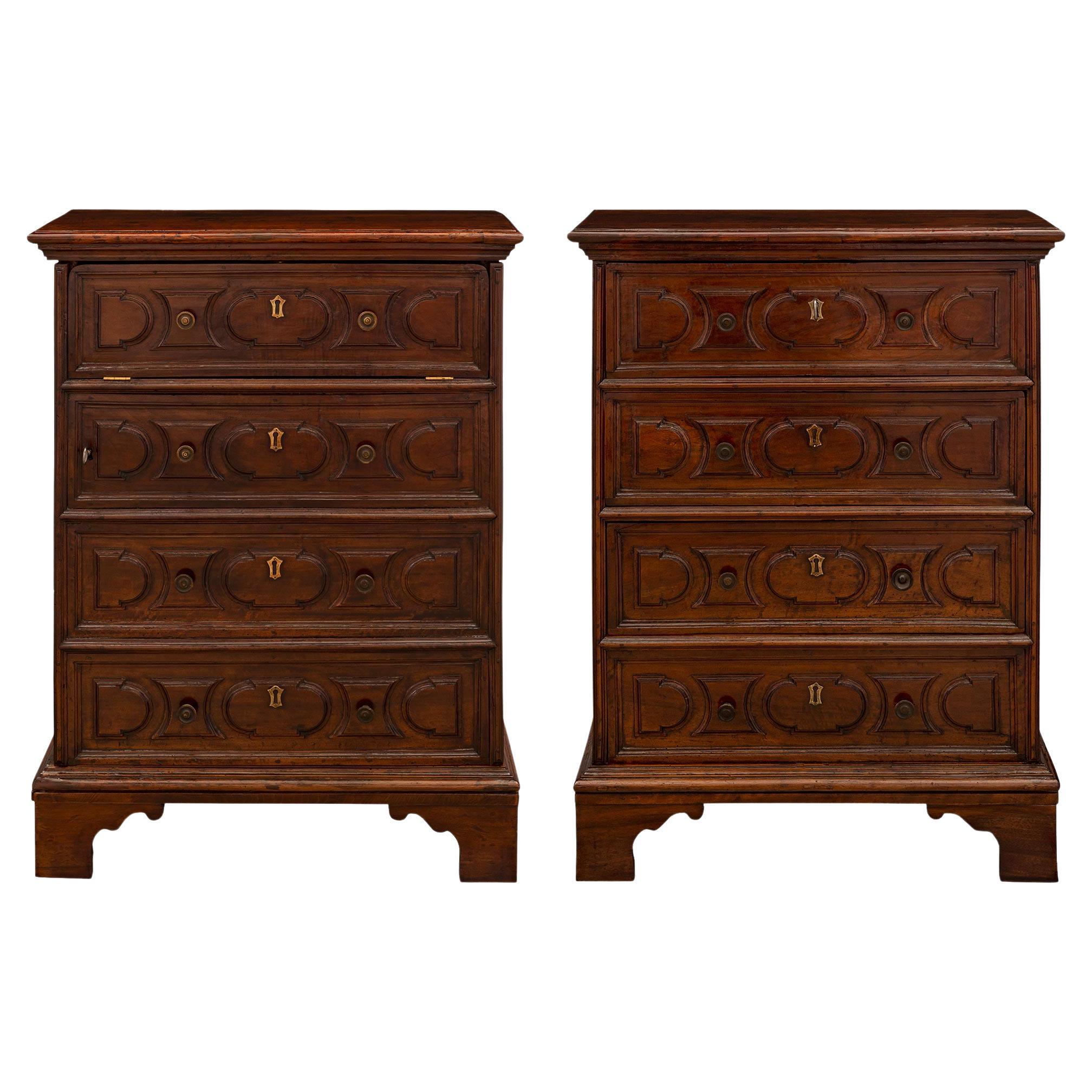 Pair of Italian 18th Century Louis XIV St. Walnut Chests/Side Tables