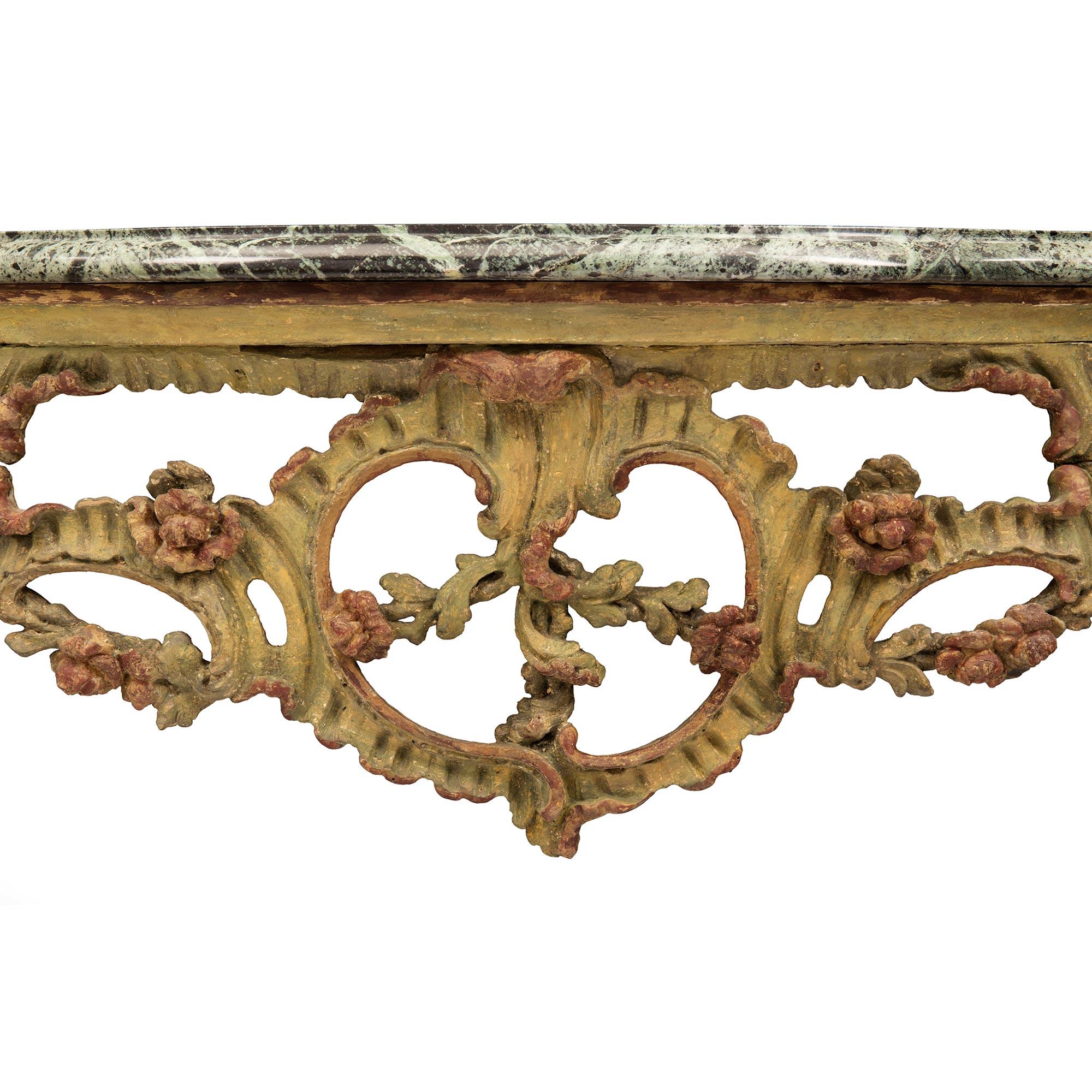 18th Century and Earlier Pair of Italian 18th Century Louis XV Period Wall-Mounted Consoles For Sale