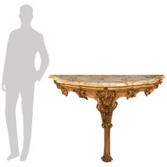 pair of Italian 18th century Louis XV st. painted Wood, Mecca and Onyx consoles