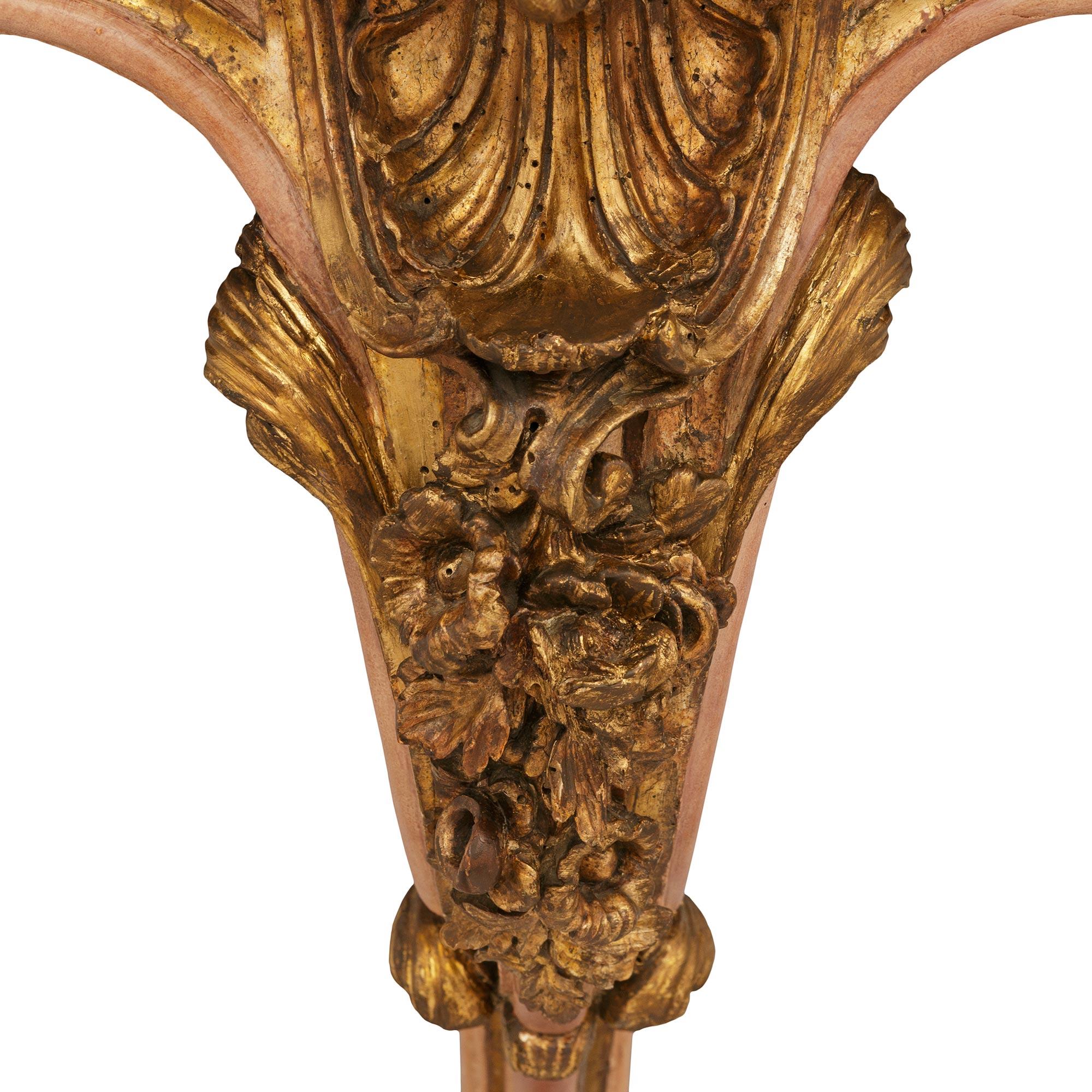 pair of Italian 18th century Louis XV st. painted Wood, Mecca and Onyx consoles For Sale 1
