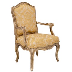 Pair of Italian 18th Century Louis XV Style Silvered Leaf Venetian Armchairs