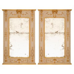 pair of Italian 18th century Louis XVI patinated wood and Giltwood mirrors