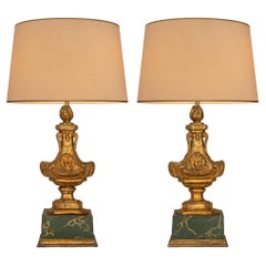 Pair of Italian 18th Century Louis XVI Period Carved Mecca Lamps