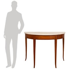 Pair of Italian 18th Century Louis XVI Period Cherry Wood Demilune Consoles