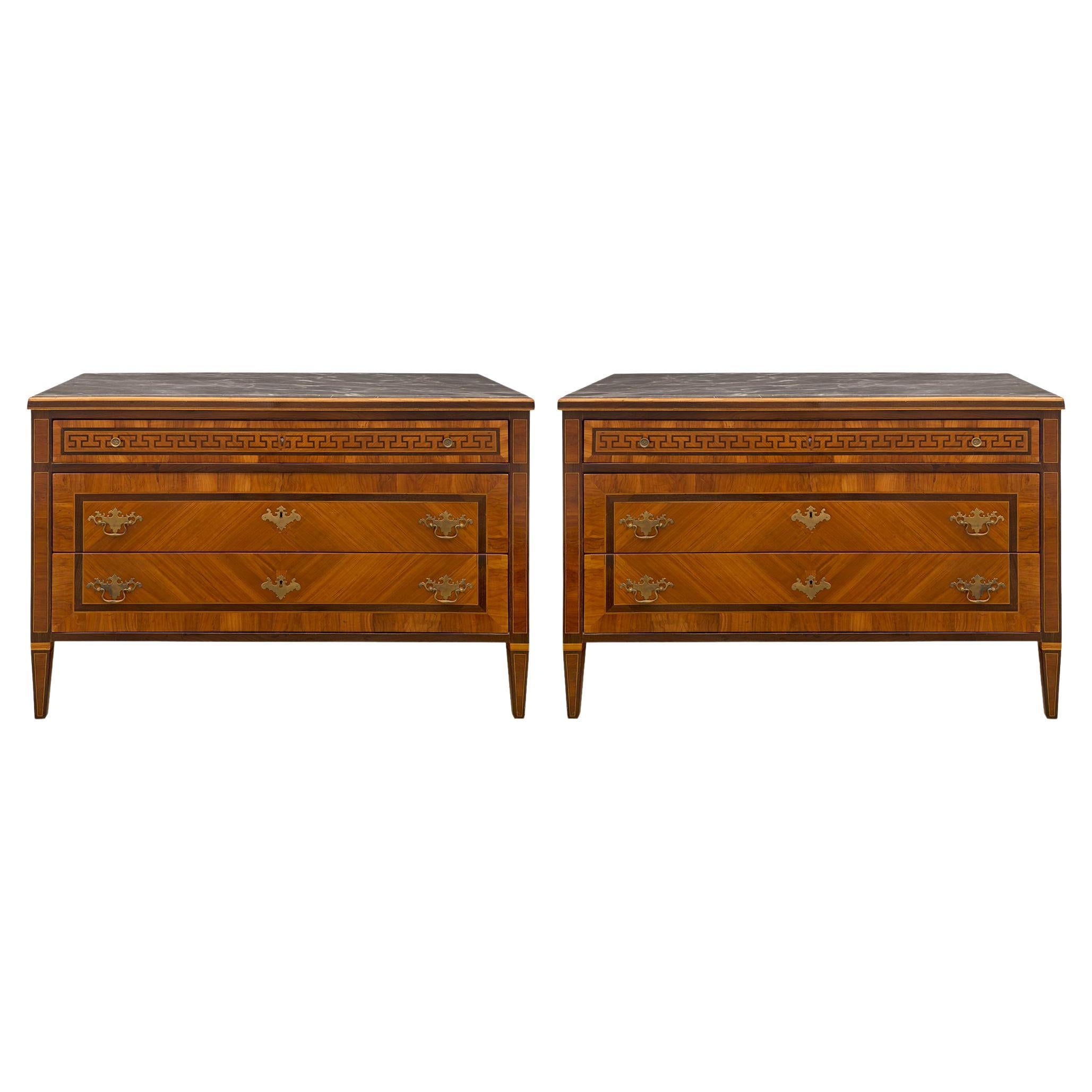 Pair of Italian 18th Century Louis XVI Period Kingwood and Tulipwood Chests