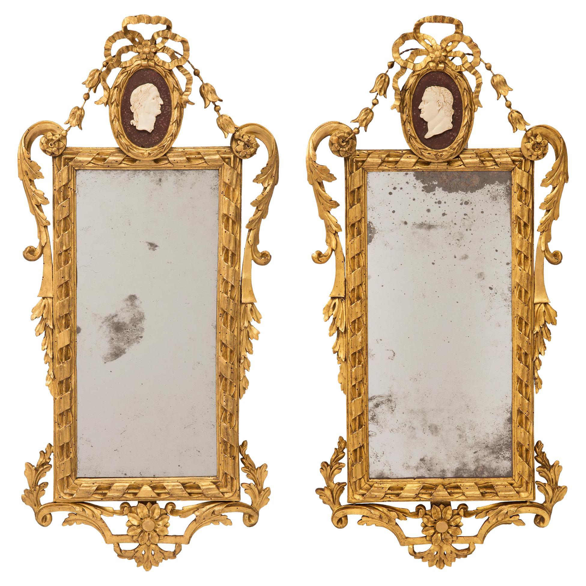 Pair of Italian 18th Century Louis XVI Period Mirrors For Sale