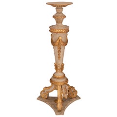 Pair of Italian 18th Century Louis XVI Period Patinated and Gilt Torchieres