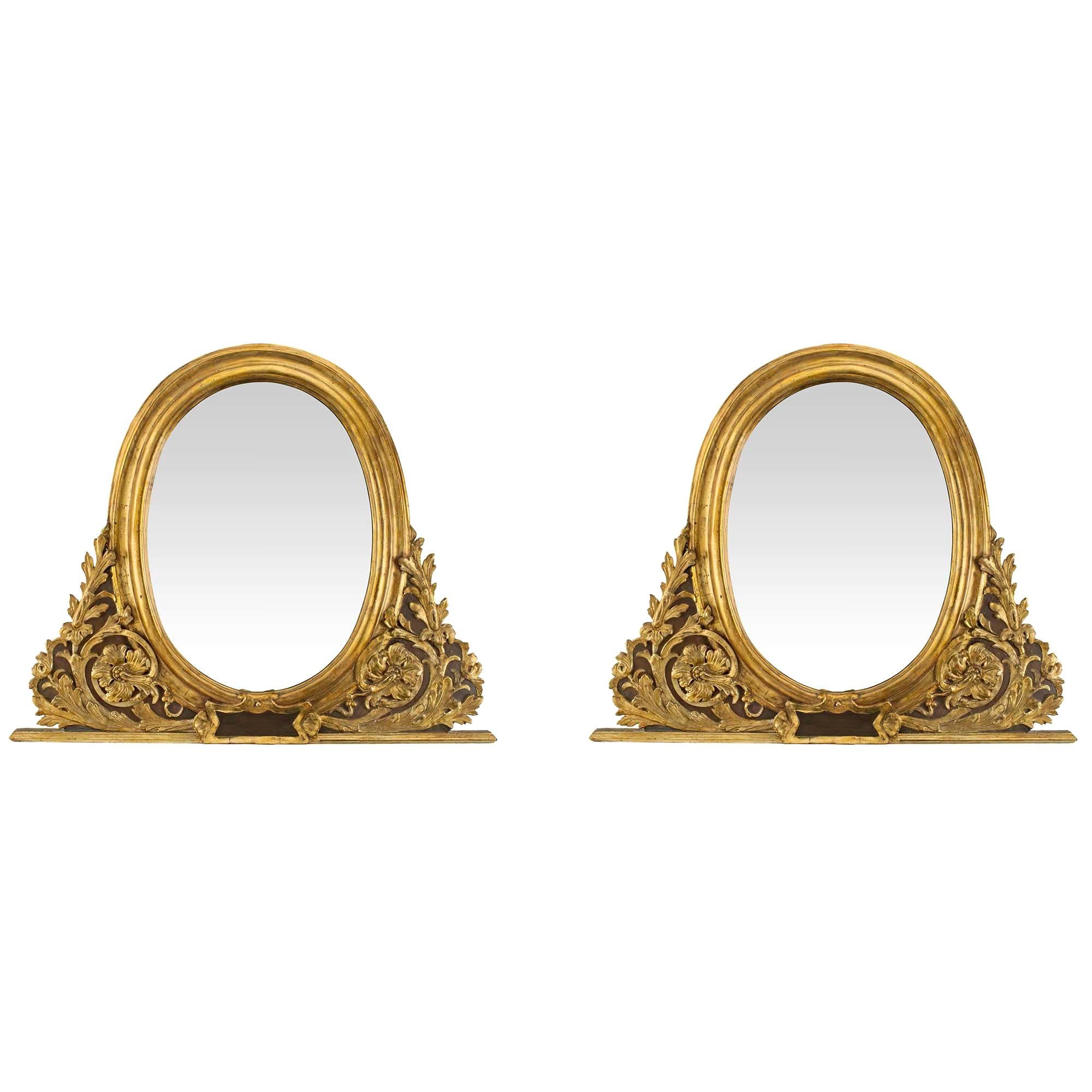 Pair of Italian 18th Century Mecca and Patinated Mirrors For Sale