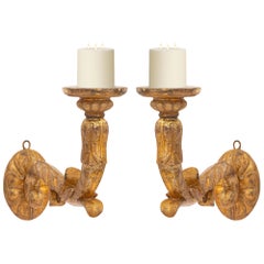 Pair of Italian 18th Century Mecca Bras Des Lumière Sconces