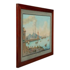 Pair of Italian 18th Century Neapolitan Gouaches in 19th Century Mahogany Frame