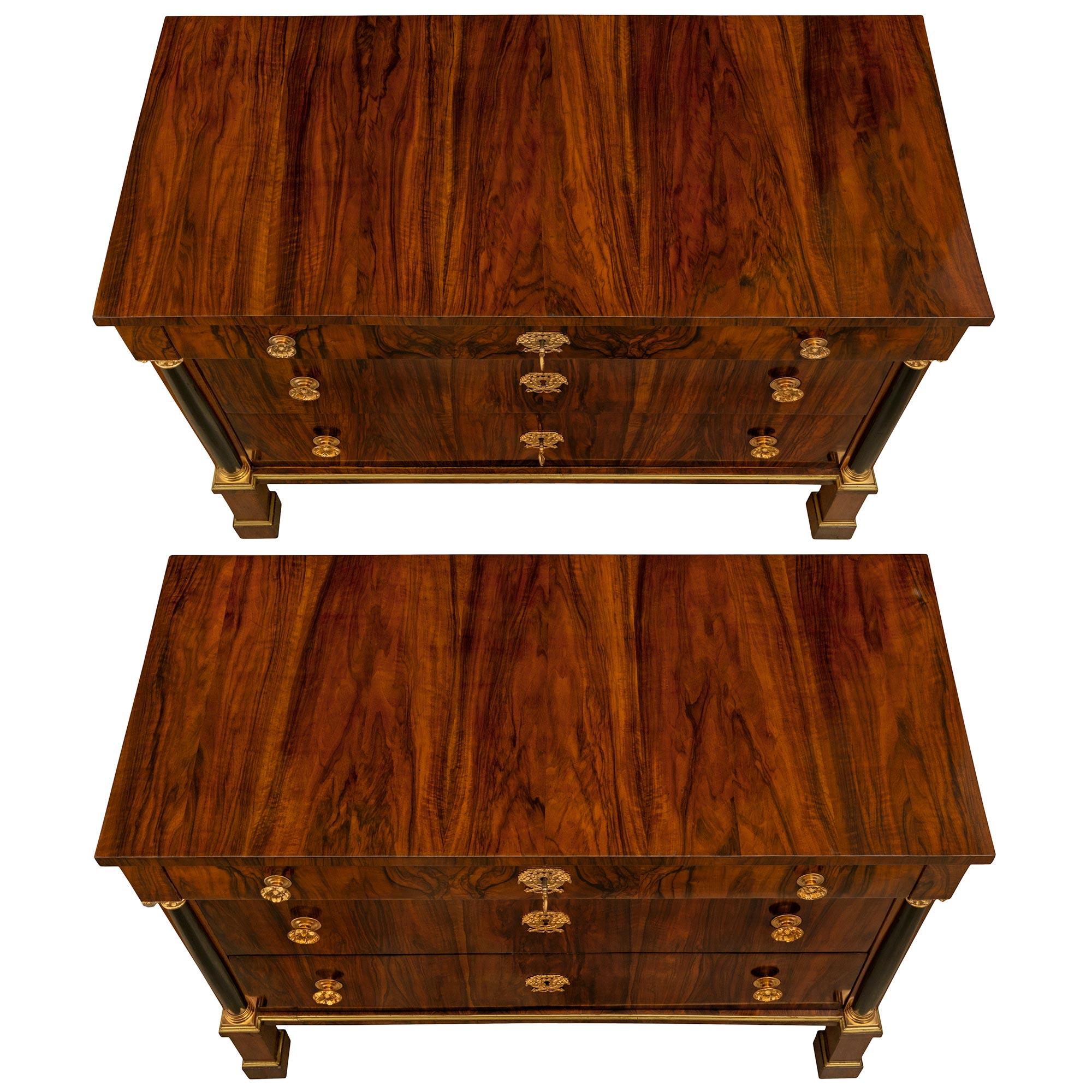 Pair Of Italian 18th Century Neo-Classical St. Rosewood, Ormolu & Brass Commodes For Sale 4