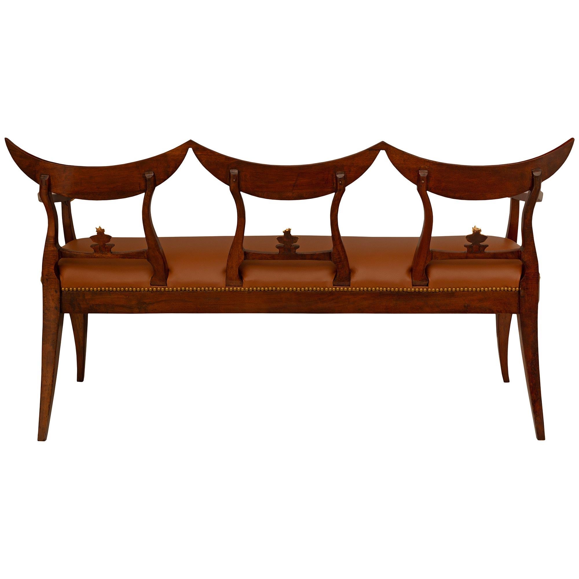 Pair Of Italian 18th Century Neo-Classical St. Walnut And Giltwood Benches For Sale 5