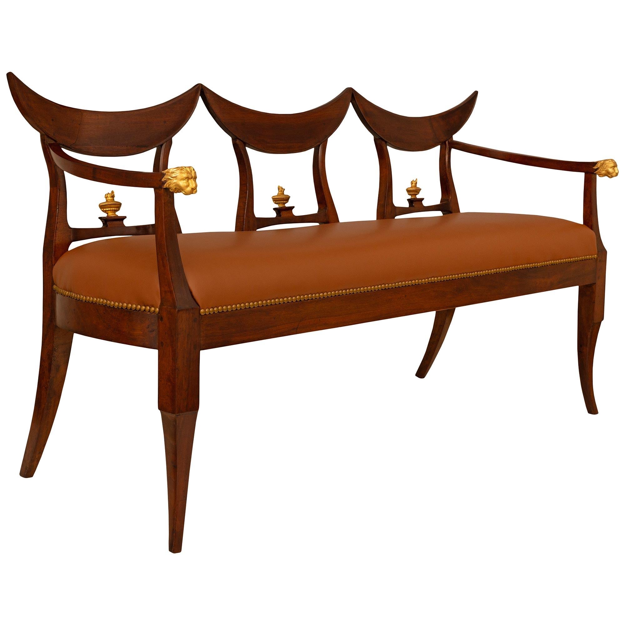 Neoclassical Pair Of Italian 18th Century Neo-Classical St. Walnut And Giltwood Benches For Sale