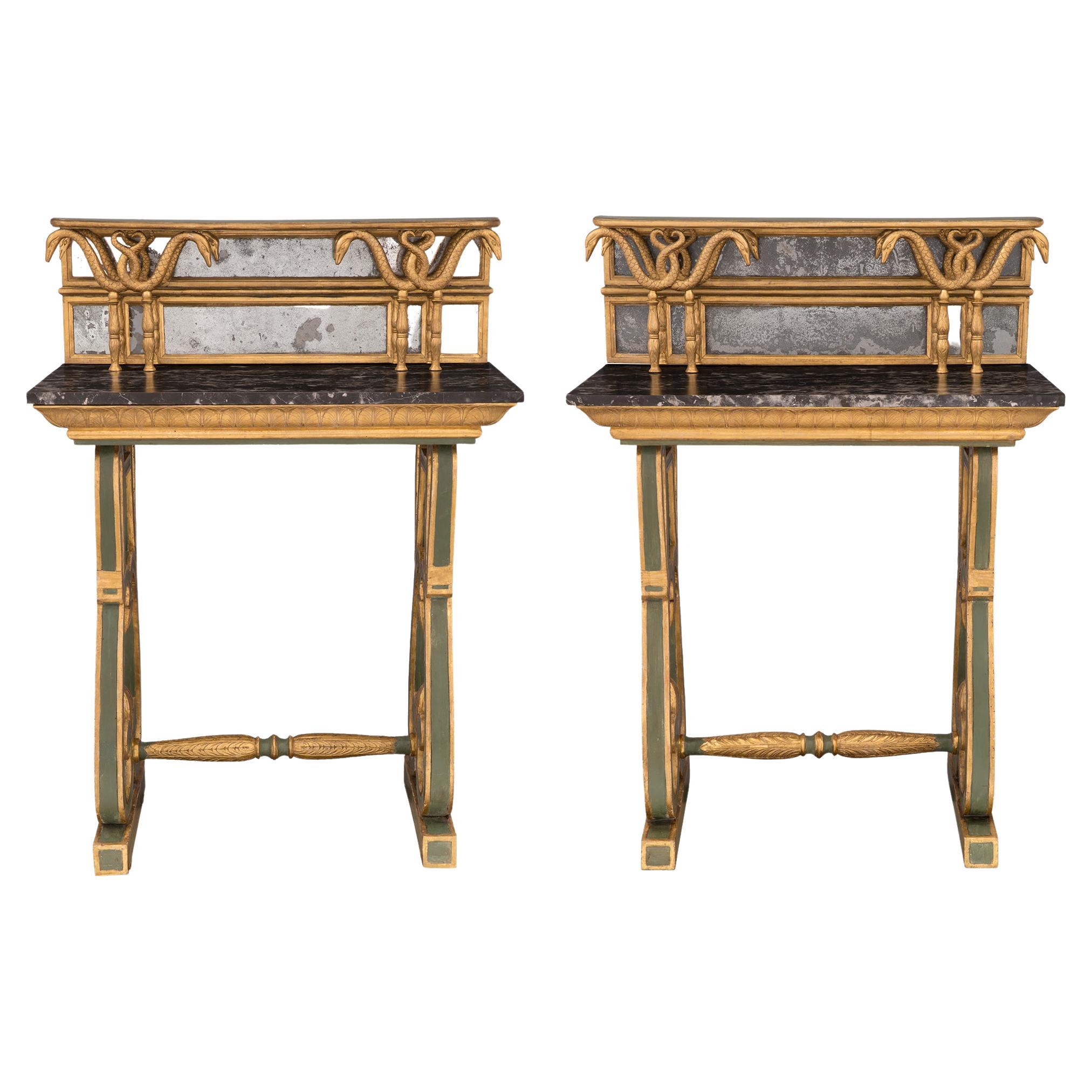 Pair of Italian 18th Century Neoclassical St. Freestanding Consoles For Sale