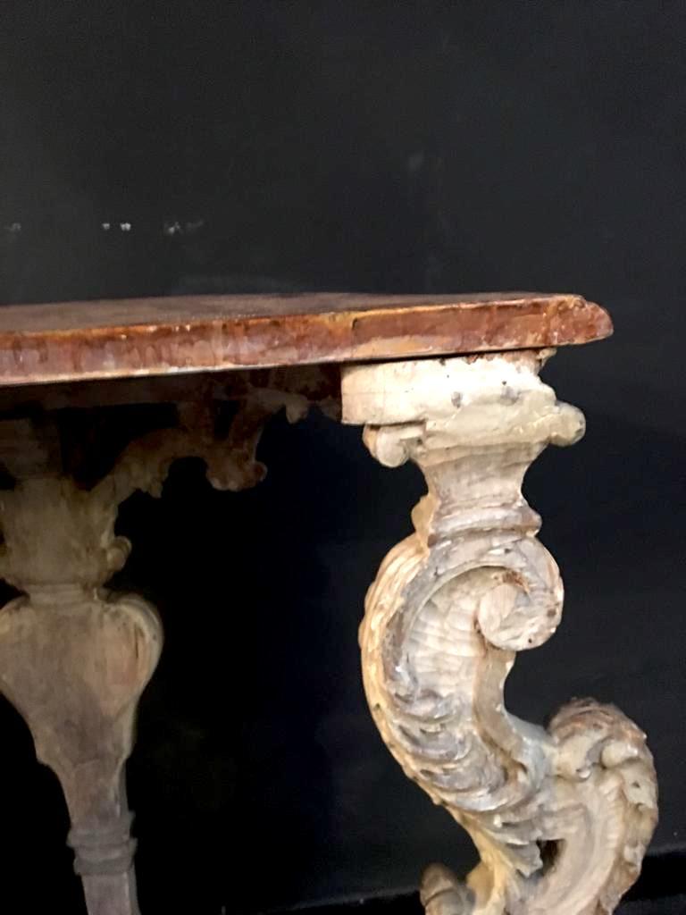 Pair of Italian 18th Century Painted and Parcel-Gilt Console Tables 3