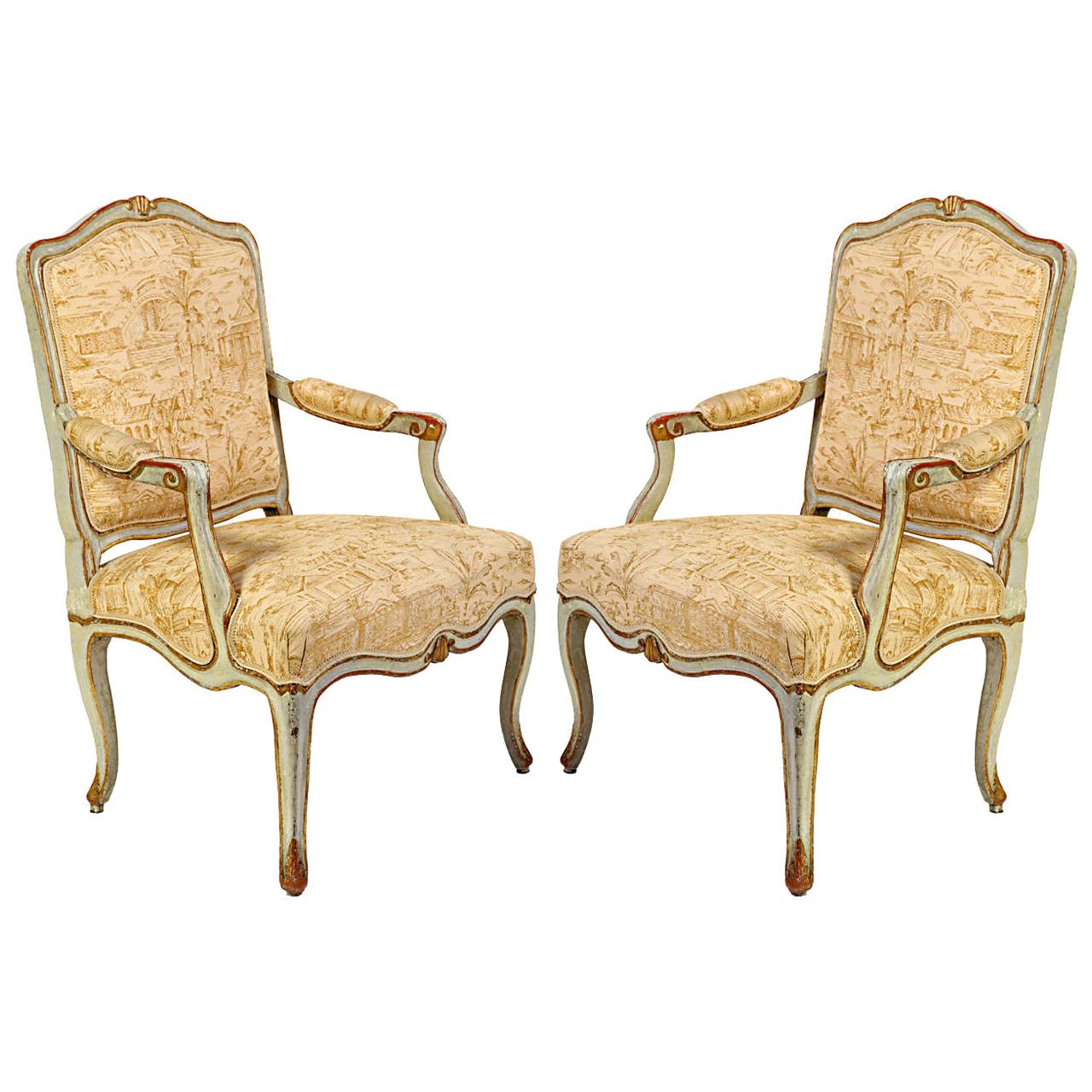 Pareja de sillones italianos pintados del siglo XVIII
