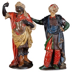 Pair of Italian 18th Century Painted Terracotta Sculptures