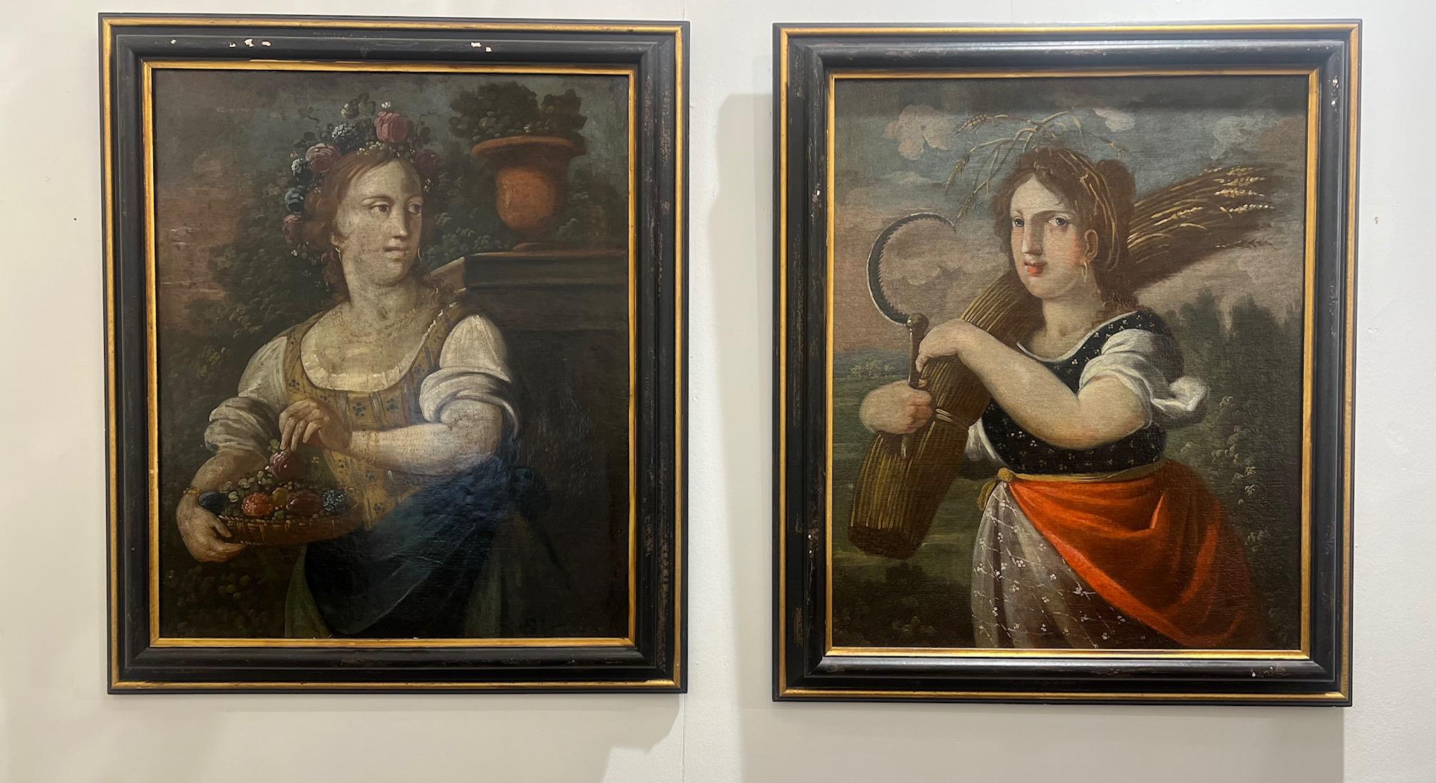 Painted Pair of 18th Century Italian Oil Paintings For Sale