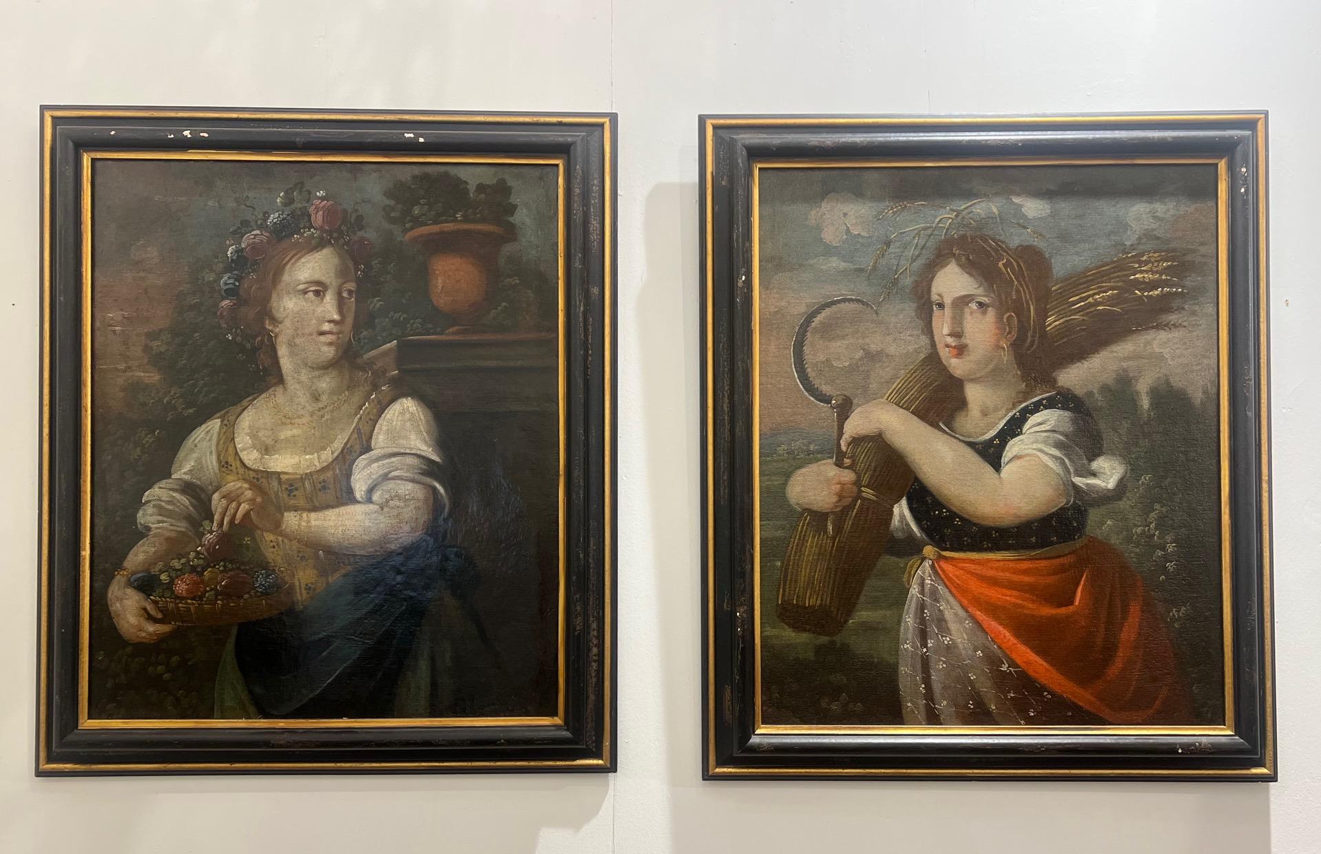 Pareja de óleos italianos del siglo XVIII en Bueno estado para la venta en Houston, TX
