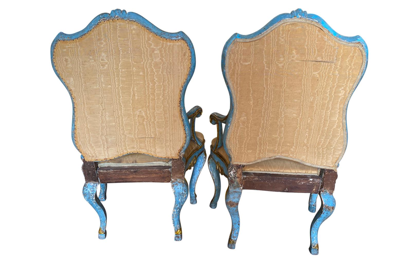 Pair of Italian 18th Century Regence Fauteuils, Armchairs For Sale 1