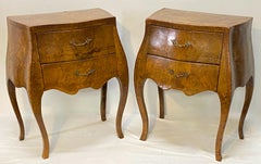 Pair of Italian 18th Style Century Walnut Bedside Chests Bed Side Tables
