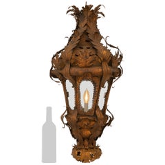 Pair Of Italian 18th Century Venetian St. Pressed Metal And Tole Lanterns
