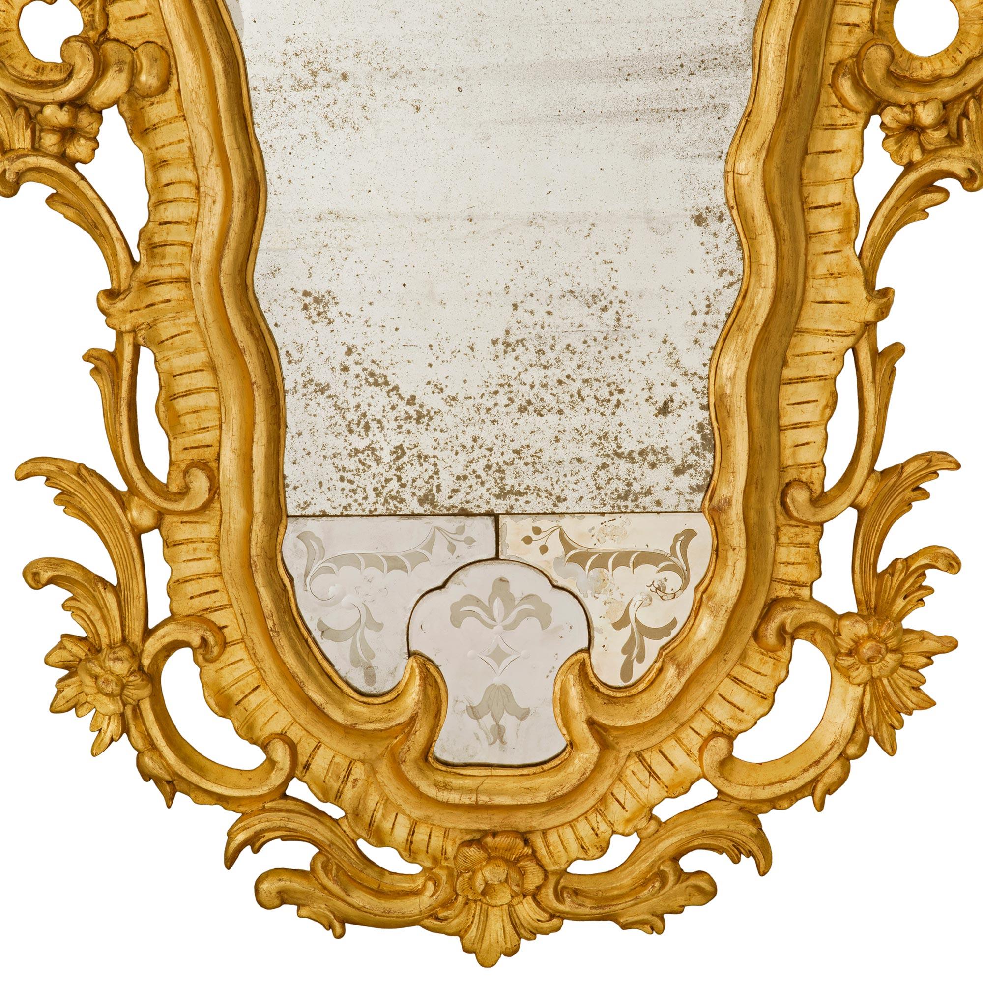 Pair of Italian 18th Century Venetian Style Giltwood Mirrors 2