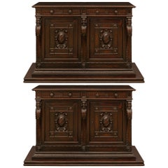 Antique Pair of Italian 18th Century Walnut Buffets, from Northern Italy