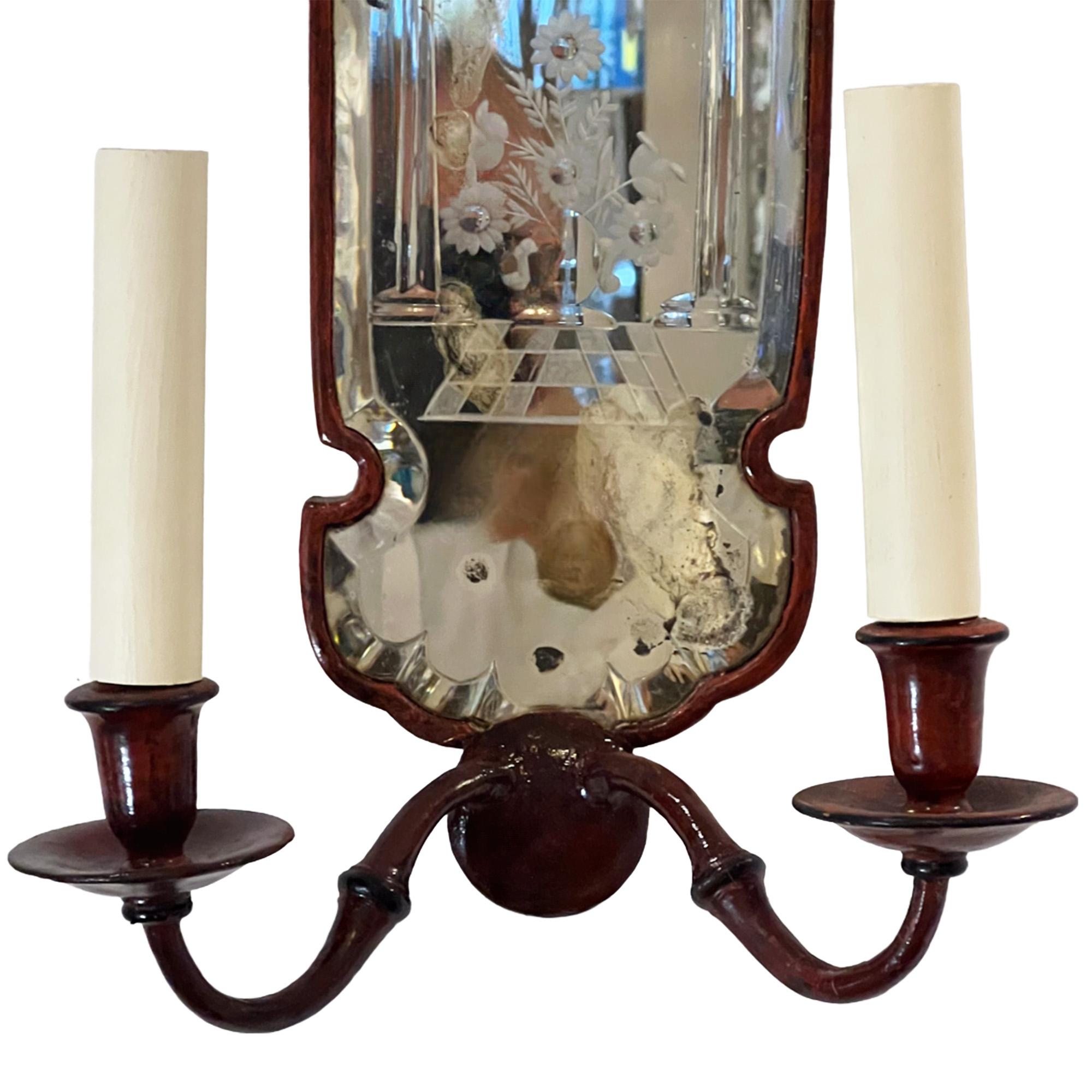 Metal Pair of Italian 1920s Wall Sconces For Sale