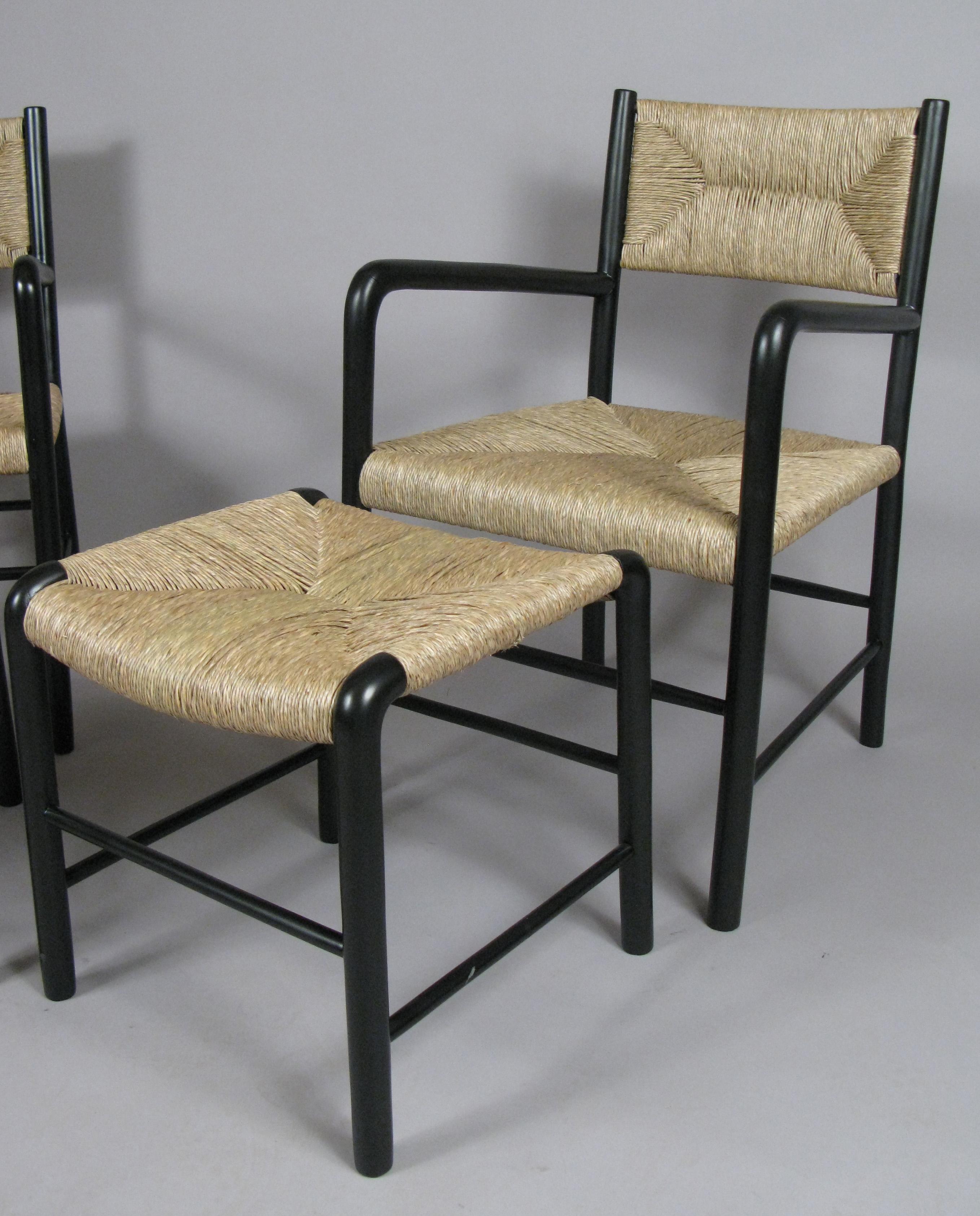 Mid-20th Century Pair of Italian 1930s Lacquered Birch Chairs and Ottomans