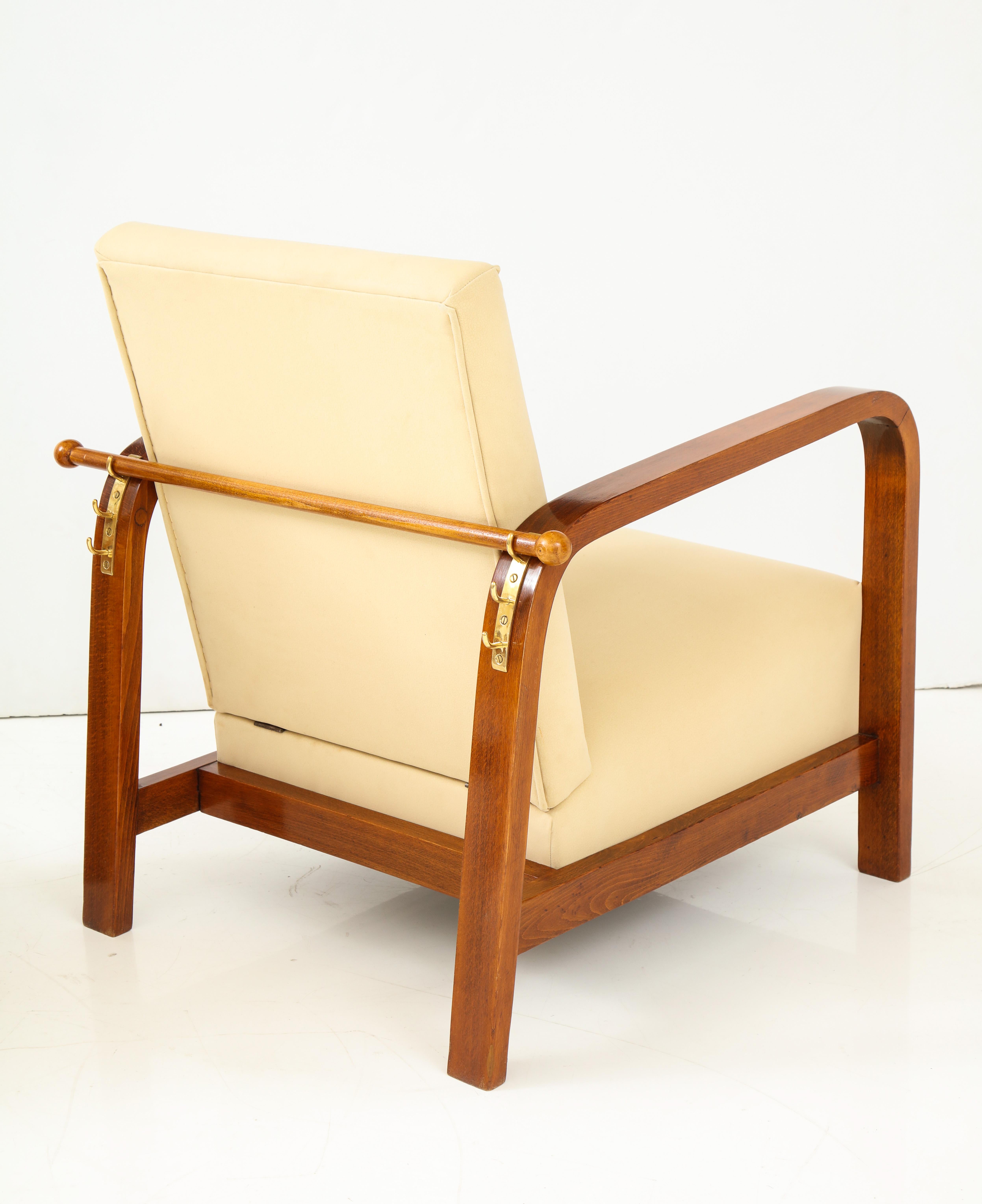 Pair of Italian 1930s Palisander Wood Adjustable Armchairs 6