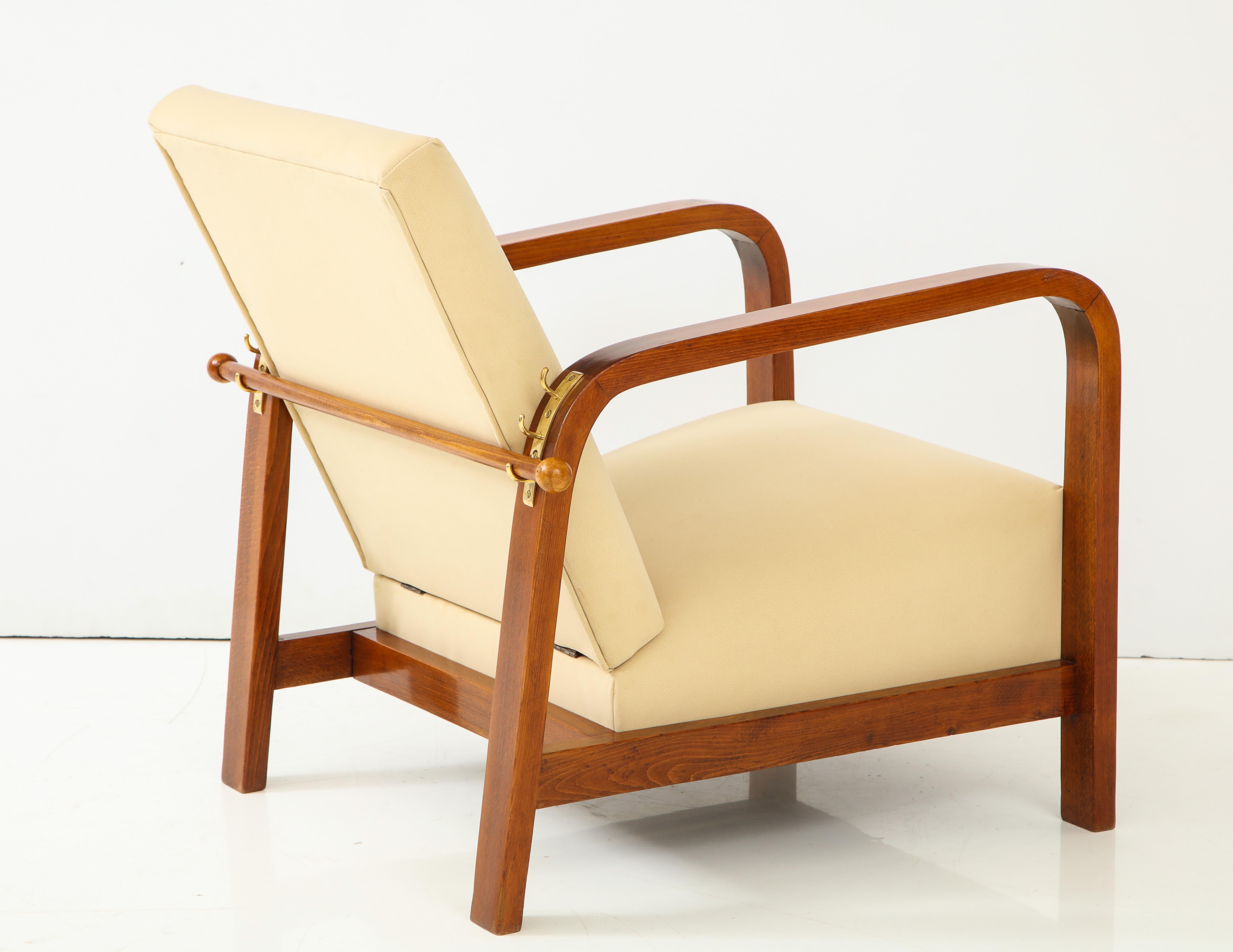 Pair of Italian 1930s Palisander Wood Adjustable Armchairs 9