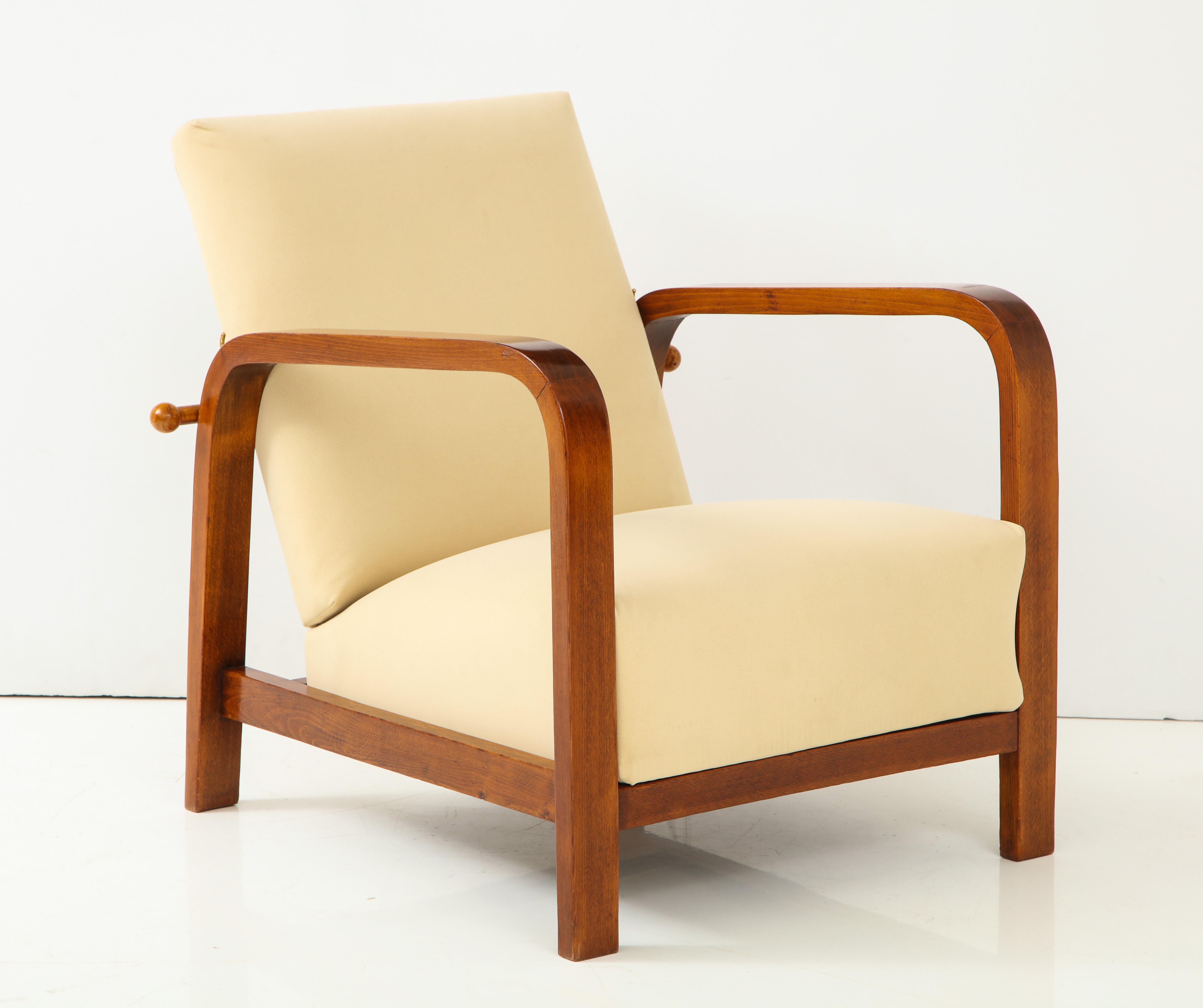 Pair of Italian 1930s Palisander Wood Adjustable Armchairs 10