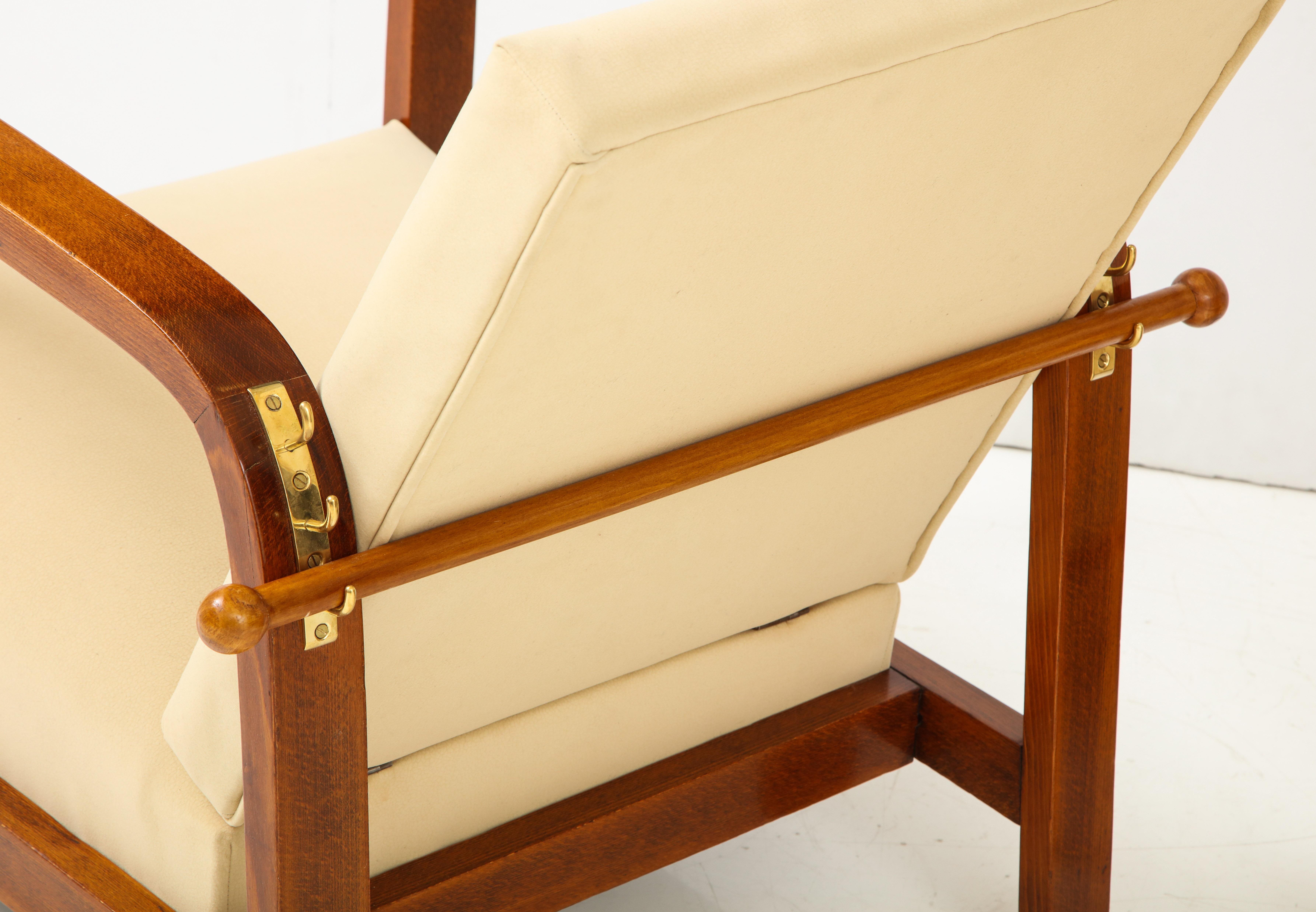 Pair of Italian 1930s Palisander Wood Adjustable Armchairs 3