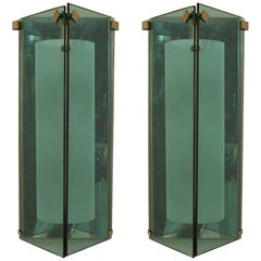 Pair of Italian 1940s Triangular Shaped Wall Sconces