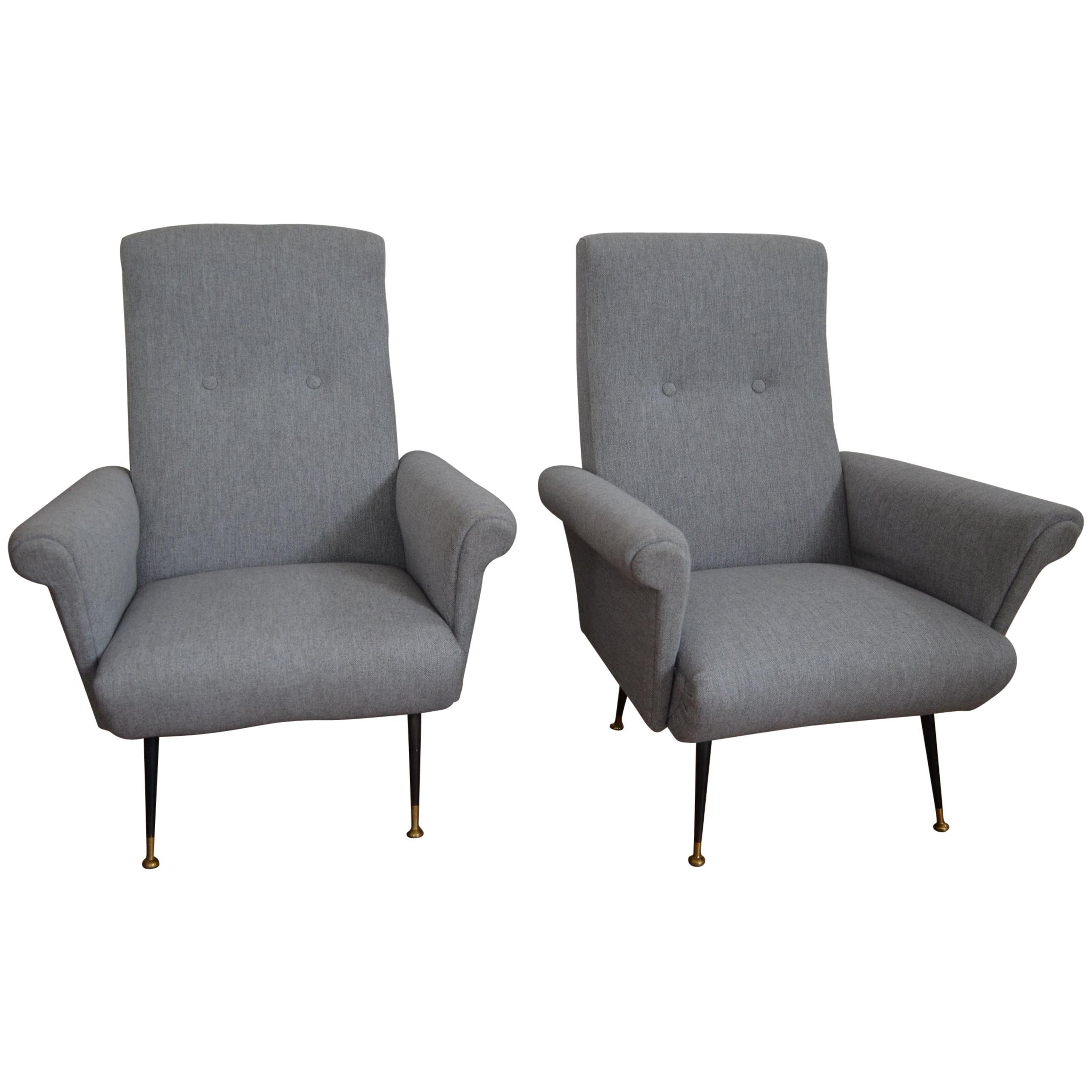Pair of Italian 1950s Armchairs For Sale