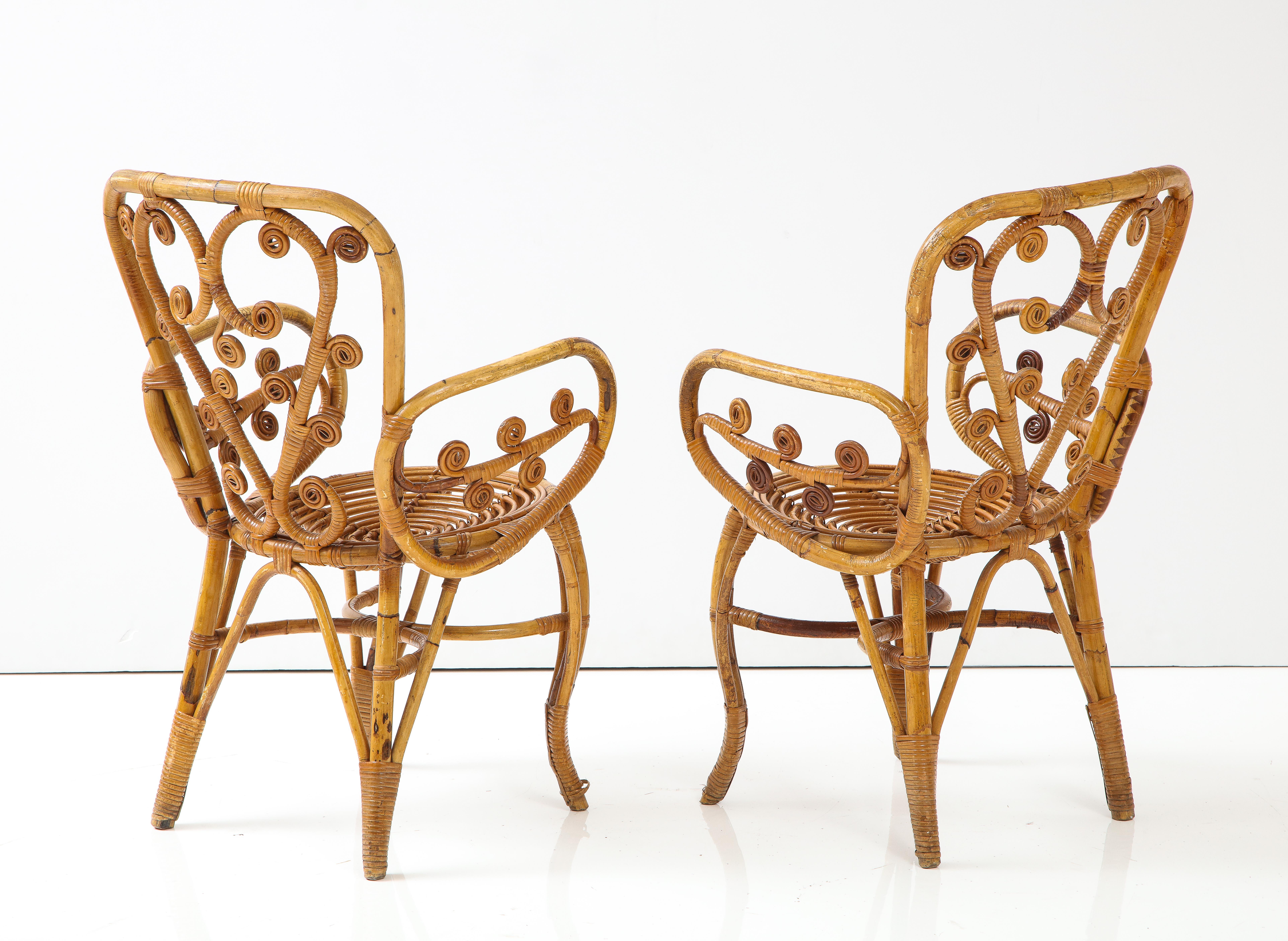 Pair of Italian 1950's Bamboo Armchairs 8