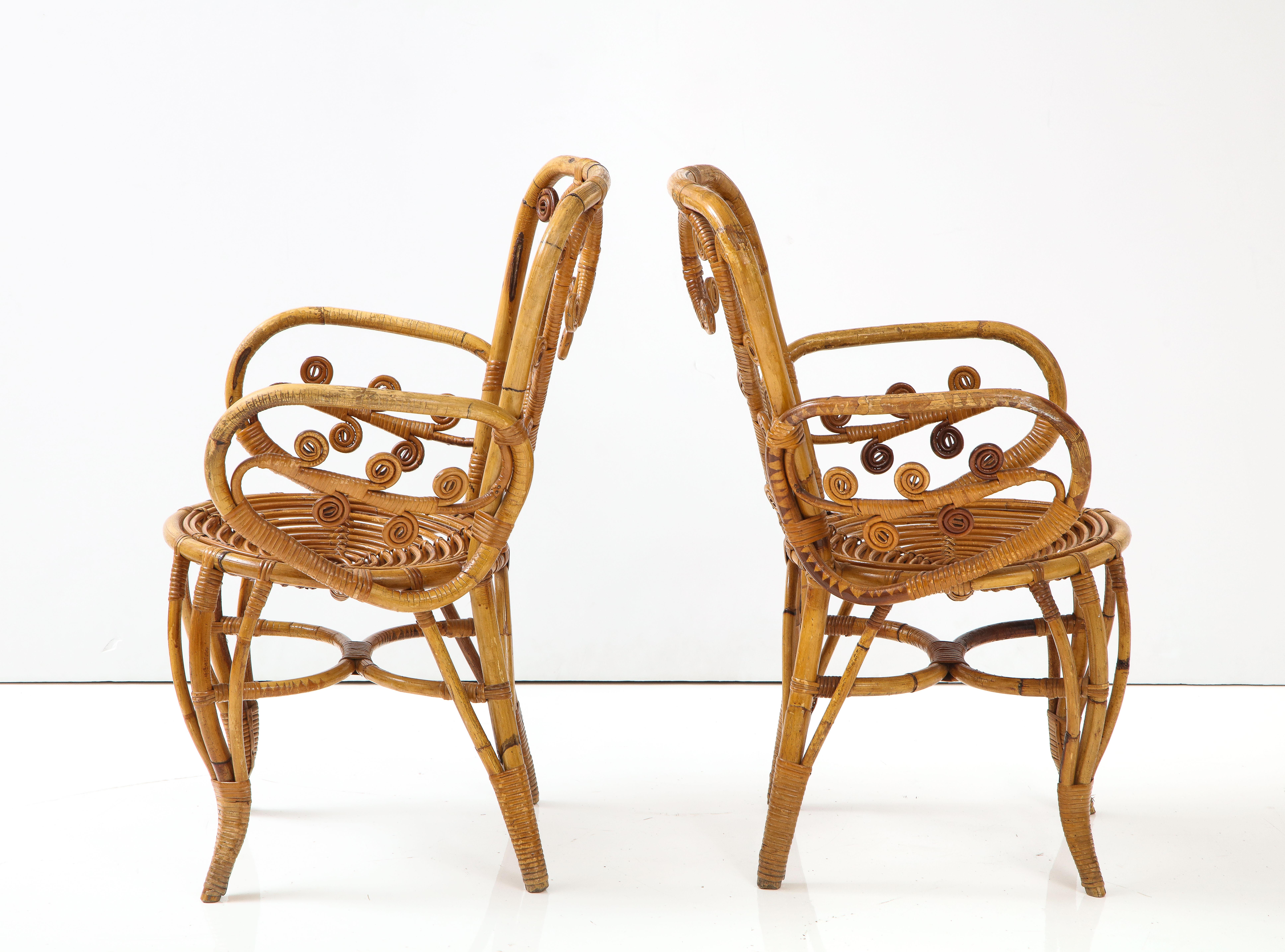 Pair of Italian 1950's Bamboo Armchairs 4
