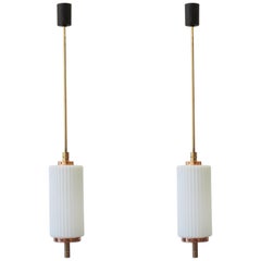 Pair of Italian 1950s Brass and Copper Pendants